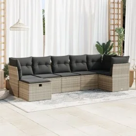 Set de sofás de jardín 7 pzas con cojines ratán PE gris claro by , Garden sets - Ref: Foro24-3325308, Price: 481,30 €, Discou...