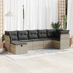 Set de sofás de jardín 7 pzas con cojines ratán PE gris claro von , Gartensets - Ref: Foro24-3325308, Preis: 465,16 €, Rabatt: %