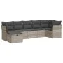 Set de sofás de jardín 7 pzas con cojines ratán PE gris claro von , Gartensets - Ref: Foro24-3325308, Preis: 482,46 €, Rabatt: %