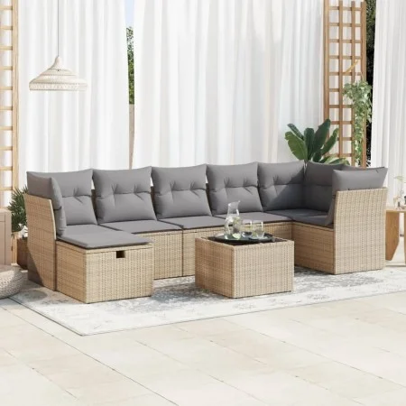 Set de sofás de jardín y cojines 8 piezas ratán sintético beige von , Gartensets - Ref: Foro24-3325315, Preis: 491,85 €, Raba...