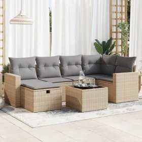 Set sofás de jardín 7 piezas y cojines ratán sintético beige by , Garden sets - Ref: Foro24-3325395, Price: 471,78 €, Discoun...
