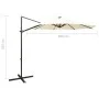 Sombrilla voladiza con poste y luces LED 300 cm arena de vidaXL, Sombrillas - Ref: Foro24-312336, Precio: 117,52 €, Descuento: %