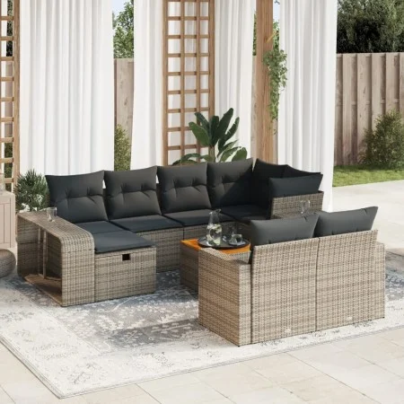 Set de sofás de jardín 11 pzas y cojines ratán sintético gris by , Garden sets - Ref: Foro24-3326084, Price: 596,52 €, Discou...