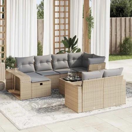 Set de sofás de jardín 11pzas con cojines ratán sintético beige von , Gartensets - Ref: Foro24-3326073, Preis: 631,47 €, Raba...