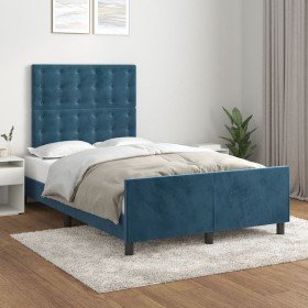 Estructura de cama sin colchón terciopelo azul oscuro 120x200cm Estructura de cama sin colchón terciopelo azul oscuro 120x200cm