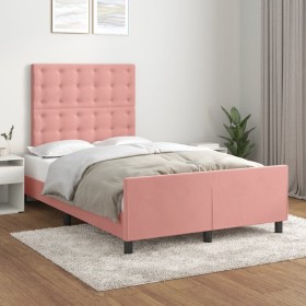 Estructura de cama sin colchón terciopelo rosa 120x200 cm