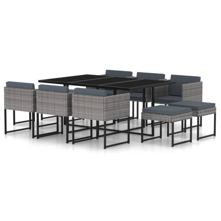 Garden dining set 11 pieces with gray synthetic rattan cushions by vidaXL, Garden sets - Ref: Foro24-313101, Price: 692,10 €,...
