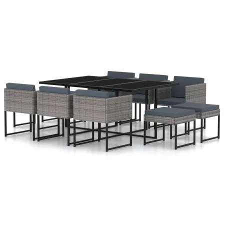 Garden dining set 11 pieces with gray synthetic rattan cushions by vidaXL, Garden sets - Ref: Foro24-313101, Price: 747,42 €,...
