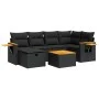 Set de sofás de jardín 7 pzas con cojines ratán sintético negro by , Garden sets - Ref: Foro24-3325975, Price: 473,93 €, Disc...