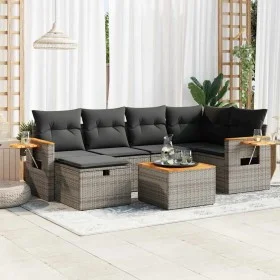 Set de sofás de jardín 7 pzas con cojines ratán sintético gris by , Garden sets - Ref: Foro24-3325980, Price: 432,45 €, Disco...