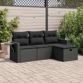 Juego de sofás jardín 4 pzas con cojines ratán sintético negro von , Gartensets - Ref: Foro24-3325451, Preis: 298,14 €, Rabat...
