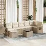 Set de sofás de jardín y cojines 8 piezas ratán sintético beige by , Garden sets - Ref: Foro24-3325514, Price: 585,63 €, Disc...