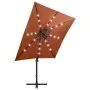 Cantilever parasol with pole and terracotta LED lights 250 cm by vidaXL, Umbrellas - Ref: Foro24-312327, Price: 163,91 €, Dis...