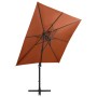 Ampelschirm mit Mast und terrakottafarbenen LED-Leuchten 250 cm von vidaXL, Sonnenschirme - Ref: Foro24-312327, Preis: 155,05...