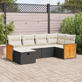 Set de sofás de jardín 6 piezas y cojines ratán sintético negro by , Garden sets - Ref: Foro24-3326025, Price: 387,24 €, Disc...