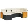 Set de sofás de jardín 6 piezas y cojines ratán sintético negro by , Garden sets - Ref: Foro24-3326025, Price: 387,24 €, Disc...