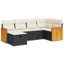 Set de sofás de jardín 6 piezas y cojines ratán sintético negro von , Gartensets - Ref: Foro24-3326025, Preis: 380,52 €, Raba...