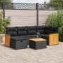 Set de sofás de jardín 7 pzas con cojines ratán sintético negro von , Gartensets - Ref: Foro24-3326031, Preis: 435,88 €, Raba...