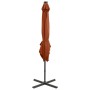 Sombrilla voladiza con poste y luces LED terracota 250 cm de vidaXL, Sombrillas - Ref: Foro24-312327, Precio: 155,00 €