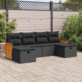 Set de sofás de jardín 6 piezas y cojines ratán sintético negro by , Garden sets - Ref: Foro24-3326052, Price: 368,06 €, Disc...