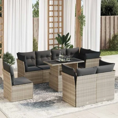 Set muebles jardín 9 pzas y cojines ratán sintético gris claro by , Garden sets - Ref: Foro24-3326183, Price: 733,78 €, Disco...