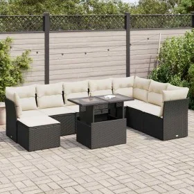 Set de sofás de jardín con cojines 9 pzas ratán sintético negro by , Garden sets - Ref: Foro24-3326207, Price: 561,48 €, Disc...