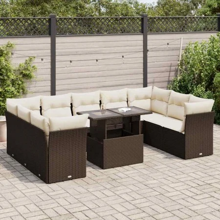 Set de sofás de jardín 10 pzas y cojines ratán sintético marrón von , Gartensets - Ref: Foro24-3326224, Preis: 681,42 €, Raba...