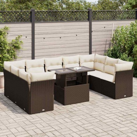 Set de sofás de jardín 10 pzas y cojines ratán sintético marrón von , Gartensets - Ref: Foro24-3326224, Preis: 689,93 €, Raba...