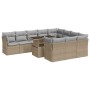 Set de sofás de jardín 11pzas con cojines ratán sintético beige by , Garden sets - Ref: Foro24-3326230, Price: 769,83 €, Disc...