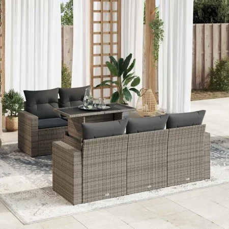 Set de muebles de jardín 6 pzas y cojines ratán sintético gris von , Gartensets - Ref: Foro24-3326251, Preis: 453,63 €, Rabat...