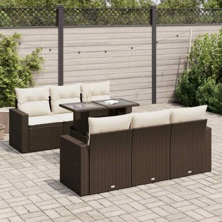 Juego de sofás de jardín 7 piezas con cojines ratán PE marrón by , Garden sets - Ref: Foro24-3326264, Price: 550,37 €, Discou...