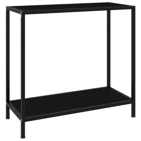 Console table black tempered glass 80x35x75 cm by vidaXL, Side tables - Ref: Foro24-322832, Price: 53,71 €, Discount: %