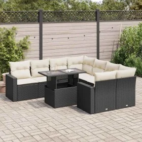 Set de sofás de jardín con cojines 9 pzas ratán sintético negro by , Garden sets - Ref: Foro24-3326287, Price: 587,54 €, Disc...