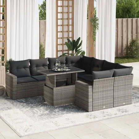 Set de sofás de jardín con cojines 9 pzas ratán sintético gris by , Garden sets - Ref: Foro24-3326291, Price: 602,42 €, Disco...