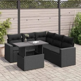 Set de sofás de jardín 6 piezas y cojines ratán sintético negro by , Garden sets - Ref: Foro24-3326316, Price: 467,13 €, Disc...