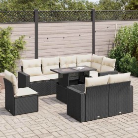 Set de sofás de jardín con cojines 9 pzas ratán sintético negro von , Gartensets - Ref: Foro24-3326337, Preis: 622,04 €, Raba...