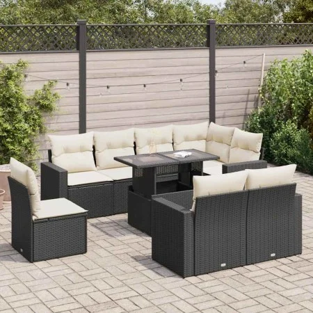 Set de sofás de jardín con cojines 9 pzas ratán sintético negro von , Gartensets - Ref: Foro24-3326337, Preis: 614,64 €, Raba...