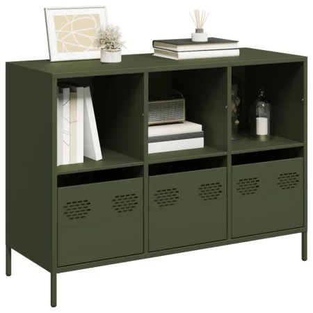 Aparador de acero laminado en frío verde oliva 101,5x39x73,5 cm de , Aparadores - Ref: Foro24-851368, Precio: 124,80 €, Descu...