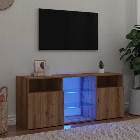 Mueble TV luces LED madera ingeniería roble artisan 120x30x50cm de , Muebles TV - Ref: Foro24-856352, Precio: 106,04 €