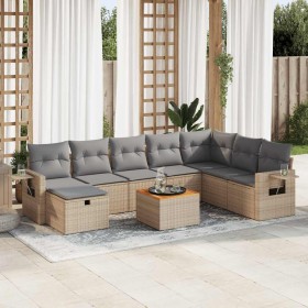 Set de sofás de jardín con cojines 9 pzas ratán sintético beige von , Gartensets - Ref: Foro24-3325832, Preis: 575,95 €, Raba...