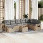 Set de sofás de jardín con cojines 9 pzas ratán sintético beige by , Garden sets - Ref: Foro24-3325832, Price: 556,32 €, Disc...