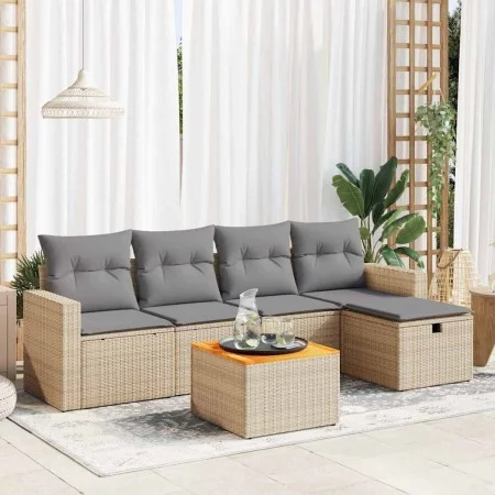 Juego de sofás jardín con cojines 6 pzas ratán sintético beige von , Gartensets - Ref: Foro24-3325783, Preis: 392,44 €, Rabat...