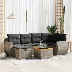 Set de sofás de jardín 7 pzas con cojines ratán sintético gris by , Garden sets - Ref: Foro24-3325847, Price: 442,51 €, Disco...