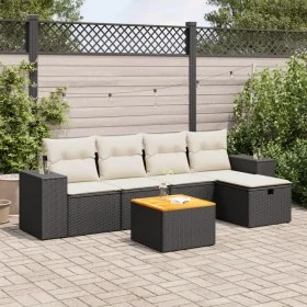 Set de sofás de jardín 6 piezas y cojines ratán sintético negro by , Garden sets - Ref: Foro24-3325864, Price: 360,13 €, Disc...