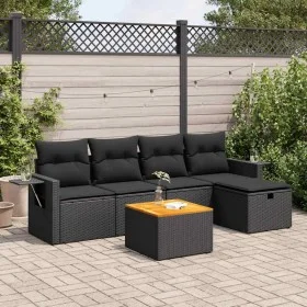 Set de sofás de jardín 6 piezas y cojines ratán sintético negro by , Garden sets - Ref: Foro24-3325807, Price: 393,69 €, Disc...