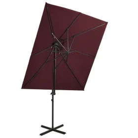 Cantilever umbrella with double burgundy cover 250x250 cm by vidaXL, Umbrellas - Ref: Foro24-312366, Price: 161,15 €, Discoun...