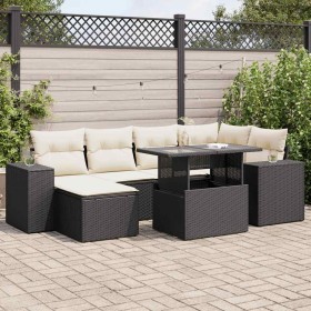 Set de sofás de jardín 7 pzas con cojines ratán sintético negro by , Garden sets - Ref: Foro24-3326827, Price: 488,21 €, Disc...