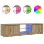 Mueble de TV luces LED madera roble artisan 140x40x35,5 cm by , TV Furniture - Ref: Foro24-856350, Price: 122,67 €, Discount: %