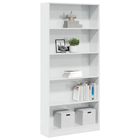 Estantería madera de ingeniería blanco brillo 80x24x176 cm de , Librerías y estanterías - Ref: Foro24-858308, Precio: 97,56 €...