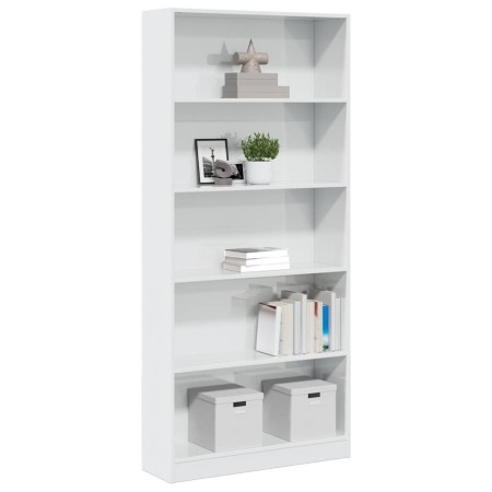 Estantería madera de ingeniería blanco brillo 80x24x176 cm by , Bookcases and shelves - Ref: Foro24-858308, Price: 101,12 €, ...